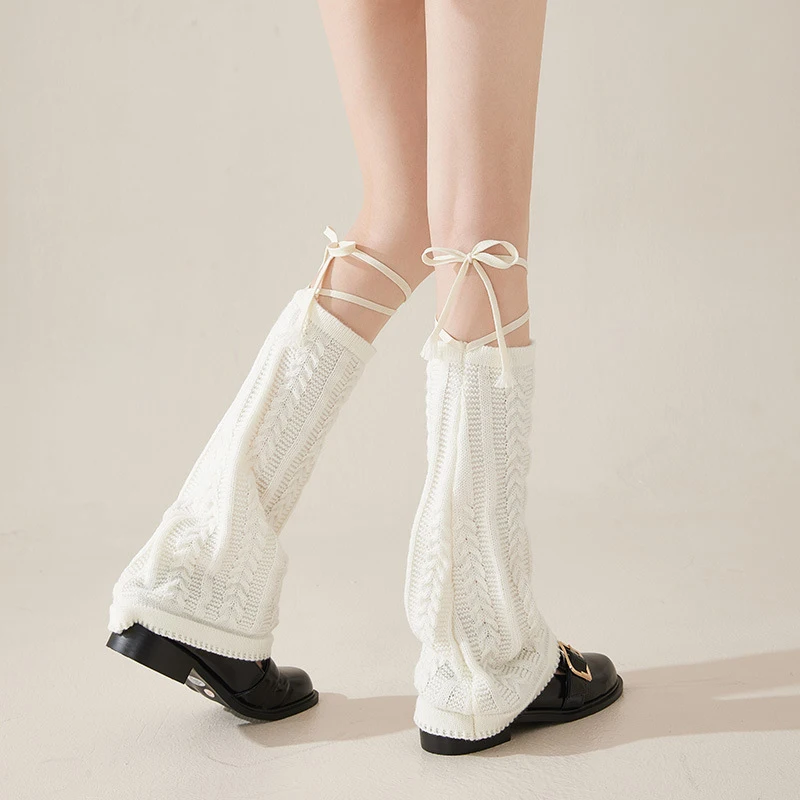

Lolita Knitted Yarn Foot Warmer Fashion Strap Leg Warmer Cover Cute Y2K JK Sock Sleeves Sexy Girl Straps Pile Socks Foot Warmers