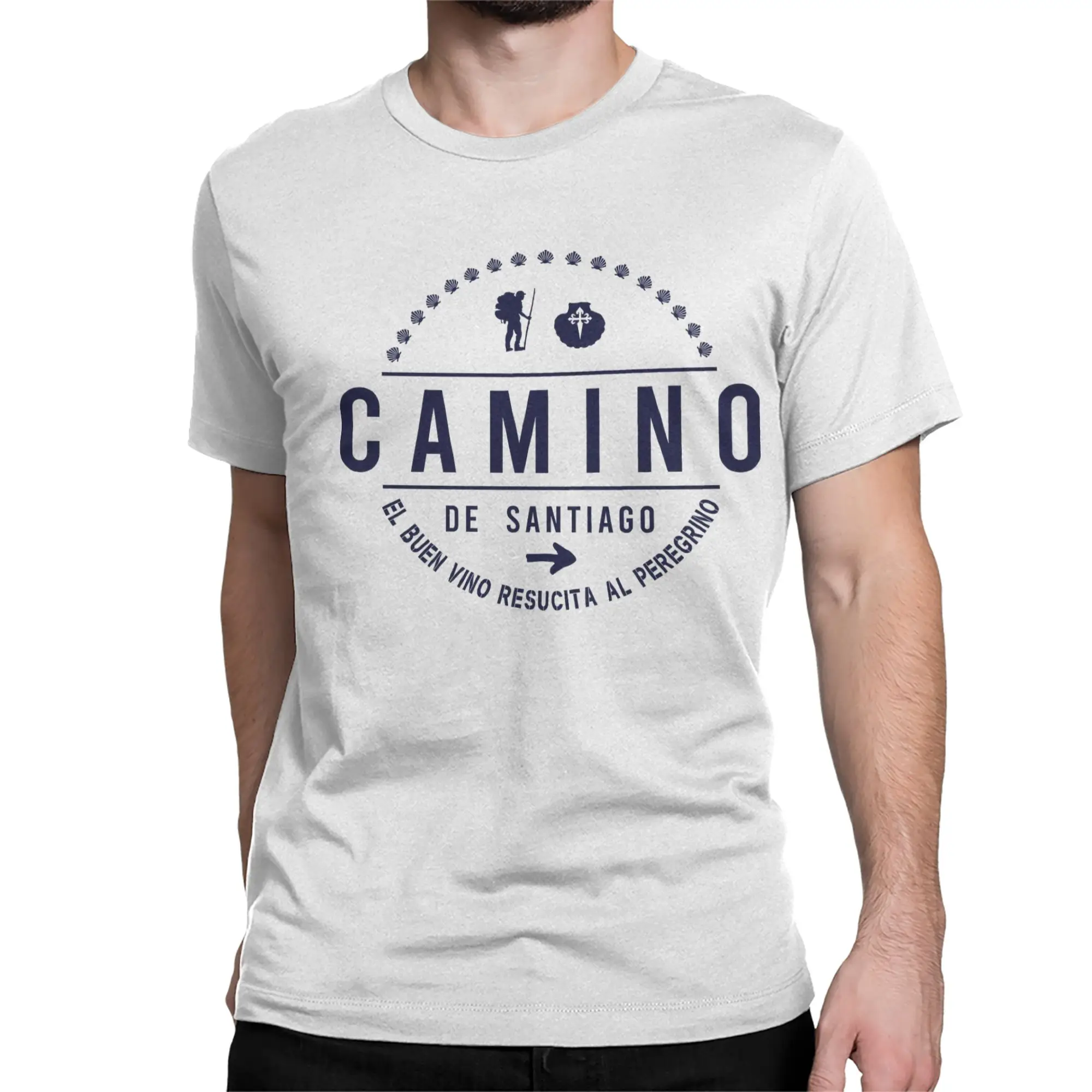 Buen Camino de Santiago Compostela Peregrino T-Shirts Men Women O Neck 100% Cotton T Shirts  Short Sleeve Tees Plus Size Tops