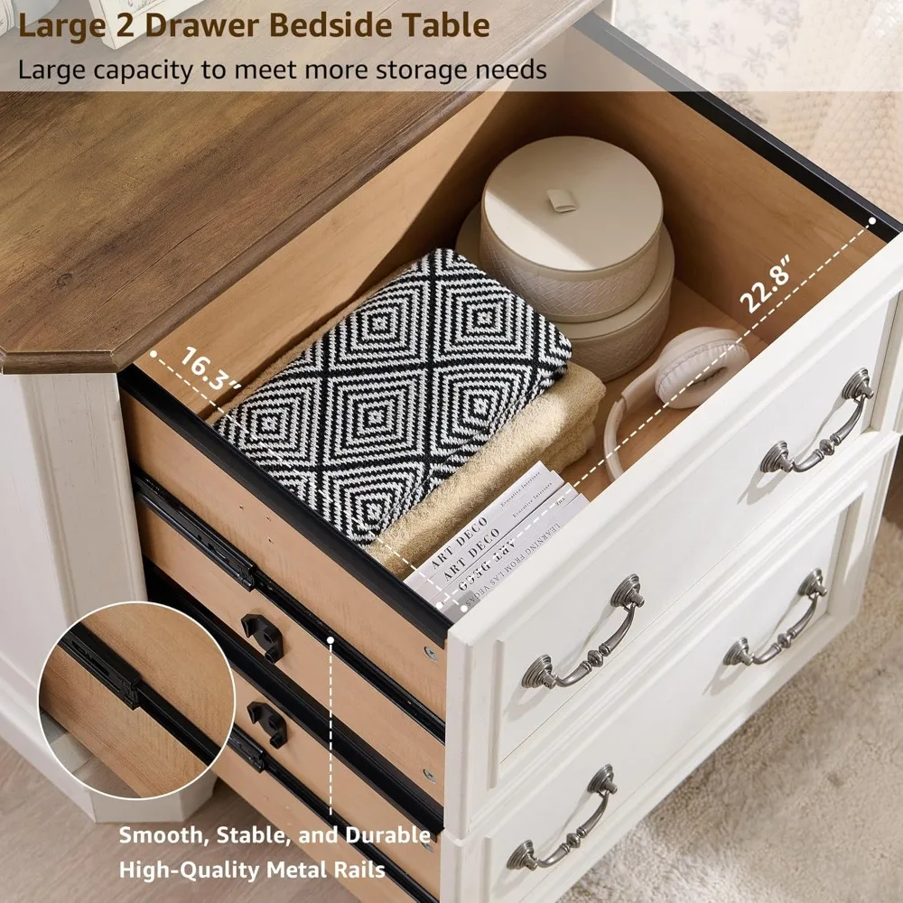 طقم منضدة على طراز المزرعة مكون من قطعتين مع سطح خشبي وأدراج كبيرة وجواجهة مؤطرة #4