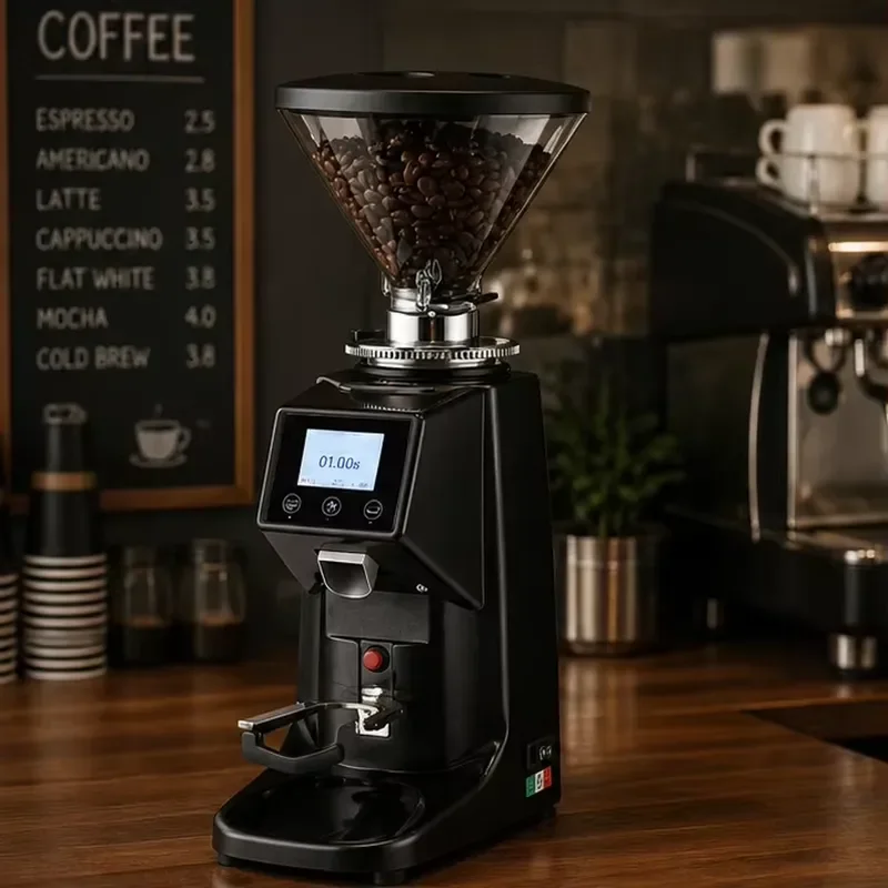 Commercial Electric Coffee Grinder Professional Bean Mill for Espresso Cafe Restaurant Hotel Heavy Duty Stainless Steel Body