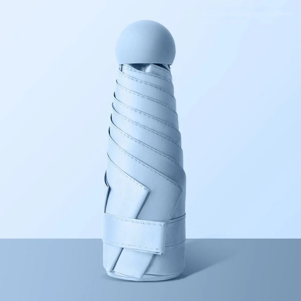 

Мини-капсульный складной зонт, ветрозащитный усиленный зонт, солнцезащитный зонт с коробкой для хранения, 5-кратный УФ-зонт для девочек