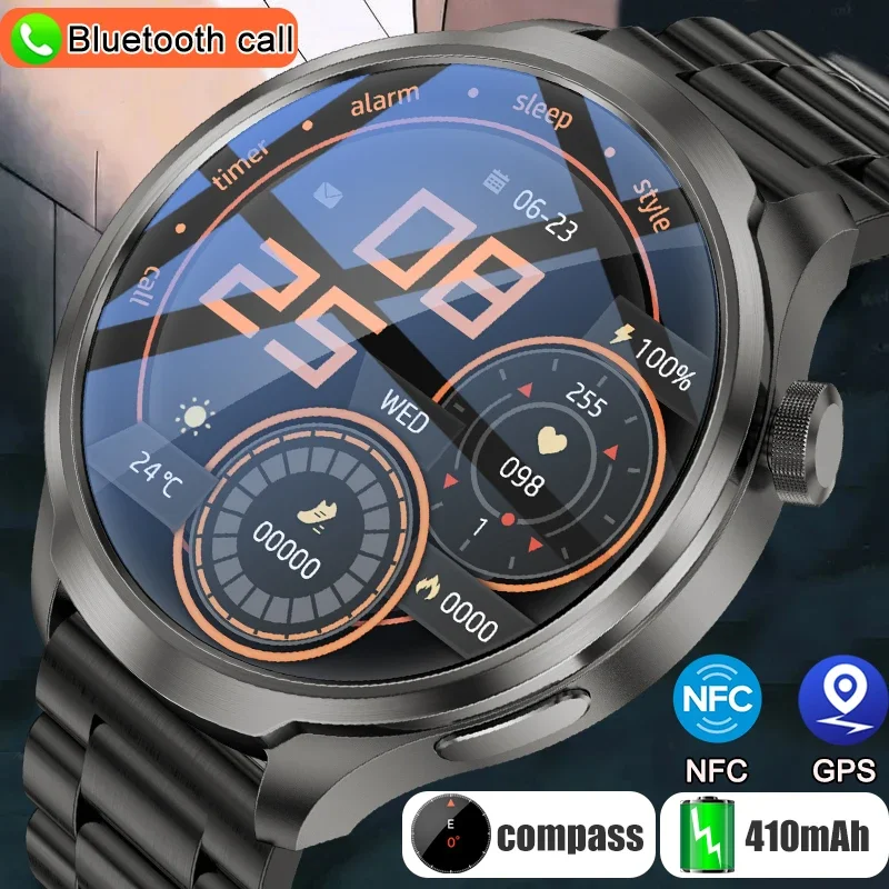 New GPS Track Smart Watch Men - 1.85'' HD Screen, 410 Mah Battery, Fitness Heart Rate, Bluetooth Call Waterproof Durable Stylish