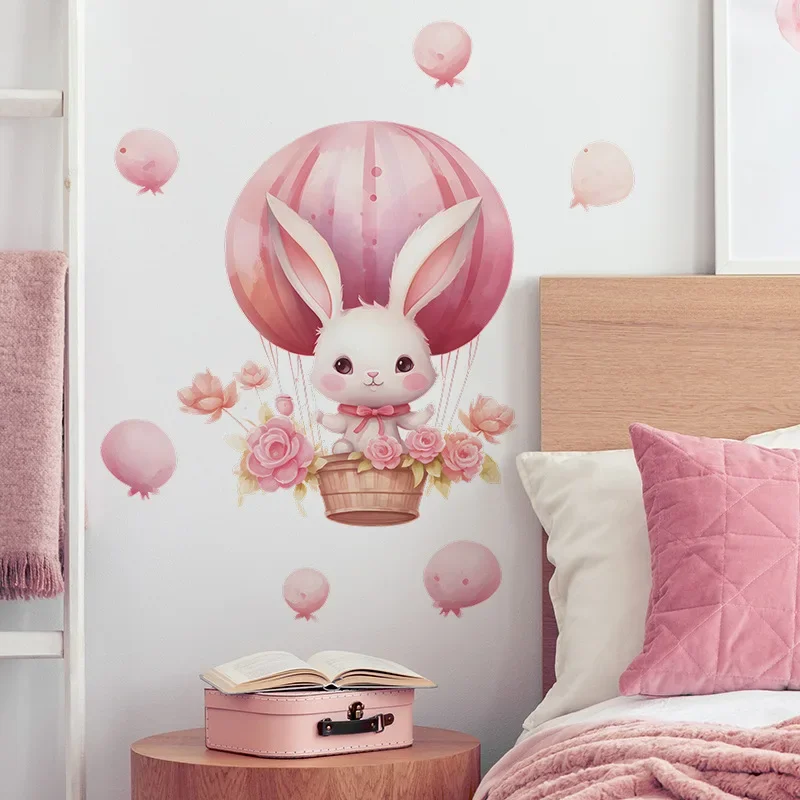 Cartoon Cute Bunny Vinyl Wall Stickers For Kids Room Decoration Anime Room Decor Wall Decor Bedroom Accessories Home Decoration