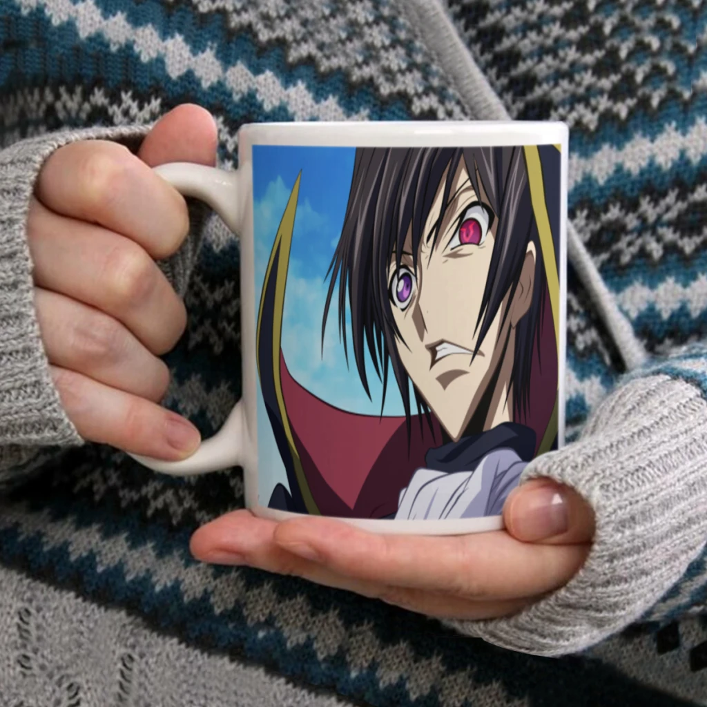 

Anime Code Geass Lelouch White Mug 11oz Ceramic Tea Cup Coffee Mug Friends Birthday Gift11oz