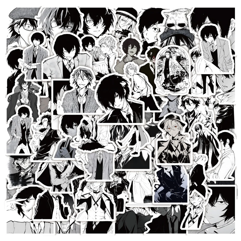 

10/30/60pcs Cool Classic Anime Bungo Stray Dogs Stickers Black White Manga Graffiti Sticker Laptop Luggage Phone Decals Kids Toy