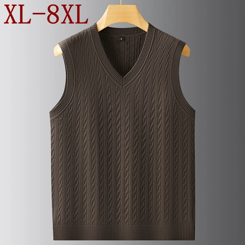 

8XL 7XL 6XL 2025 Новый осенний элитный роскошный свитер, жилет, мужской пуловер без рукавов, свитера для мужчин, мягкие теплые мужские жилеты