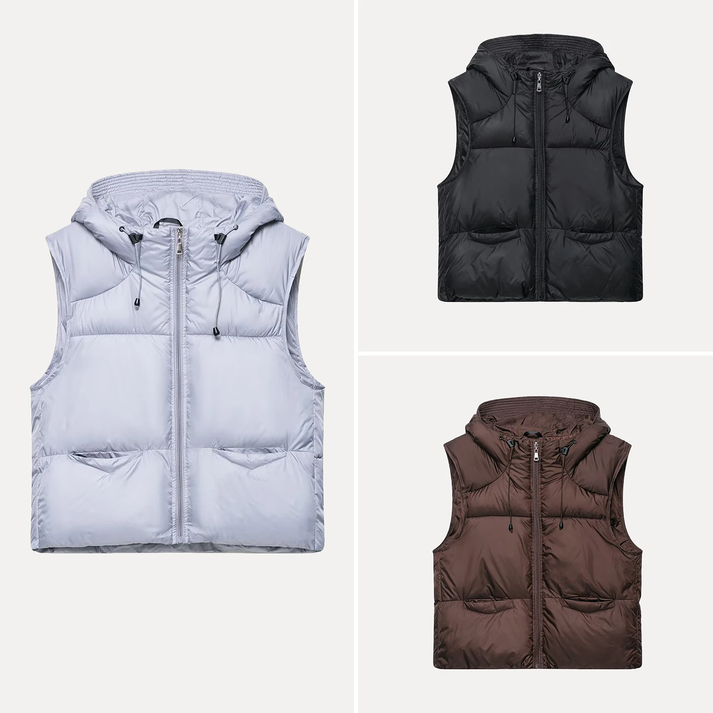 

Faionable Hooded Women's Vest Commute Cotton Jaet Personali Match All Seasons Zipper Closure Color Chinese Brand