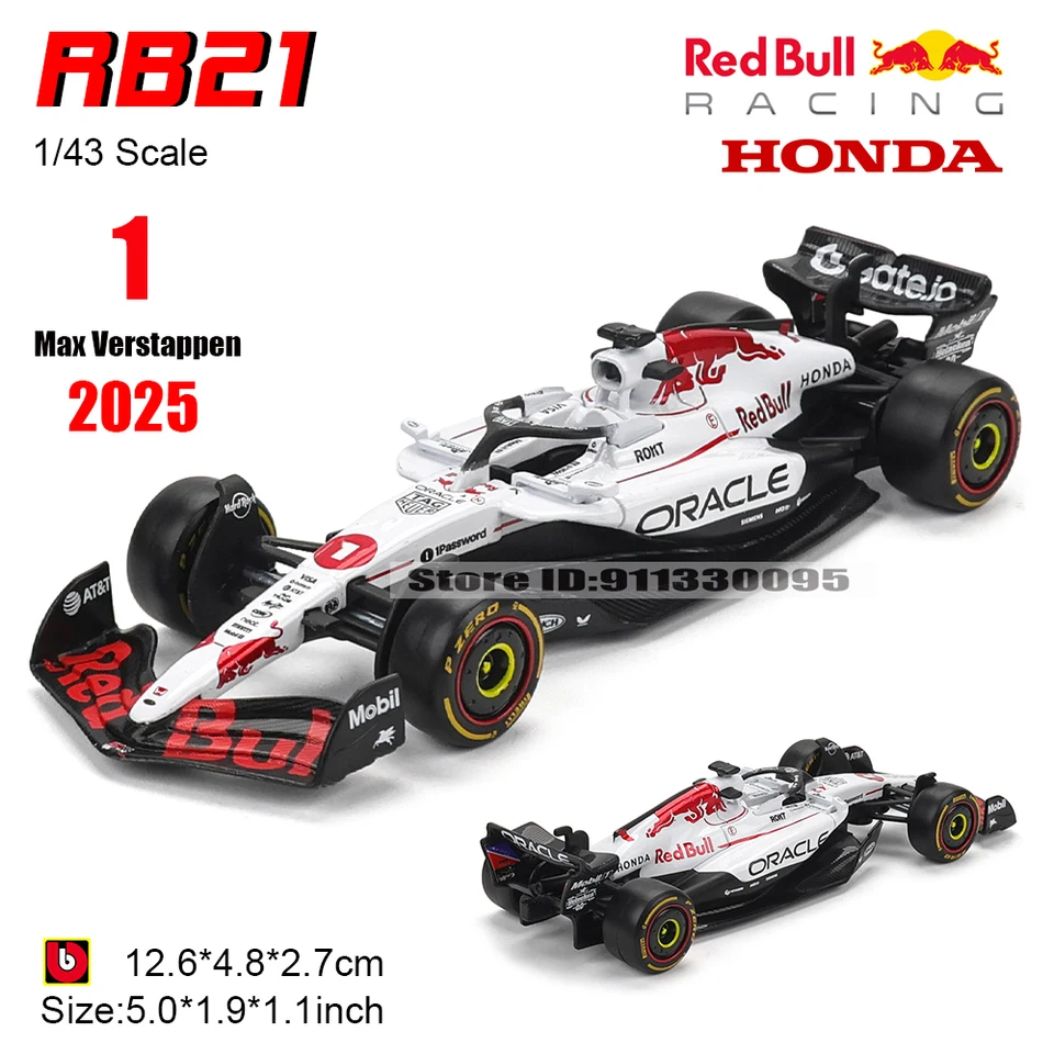 Bburago 1:43 Ölçekli F1 Red Bull RB21 2025 Beyaz Japonya İstasyonu
