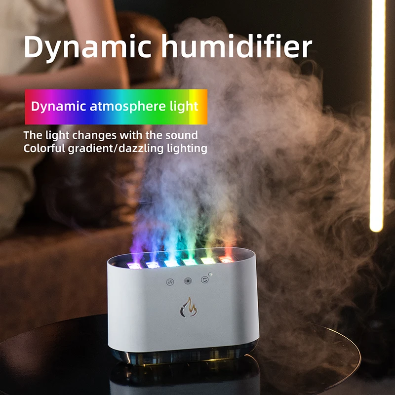 

Mini Air Humidifier 900ml Large-Capacity 6 Nozzles Heavy Fog Aroma Diffuser Ultrasonic Atomization Dynamic Pickup Light with RGB