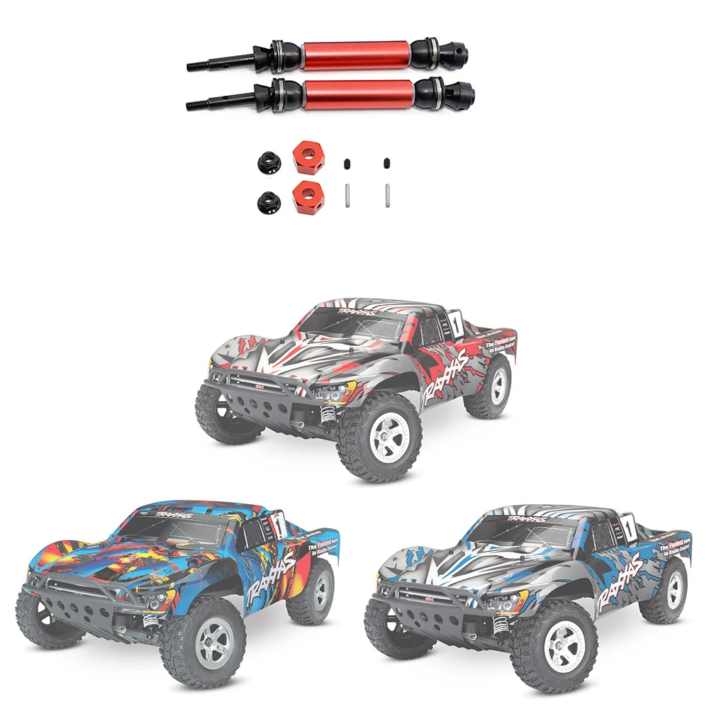 2Pcs Metal Rear Drive Shaft CVD for 1/10 Traxxas Slash Rustler Stampede Hoss VXL 4X4 2WD RC Car Upgrade Parts,Red