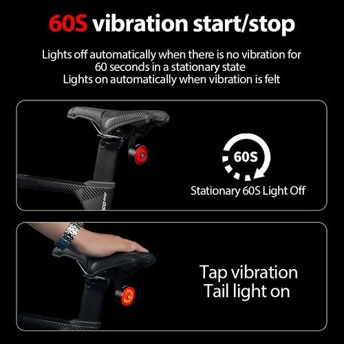 Imagen 2 del producto NEWBOLER luz trasera de bicicleta de freno inteligente MTB tija de sillín de carretera luz trasera de bicicleta impermeable carga USB luz trasera de ciclismo