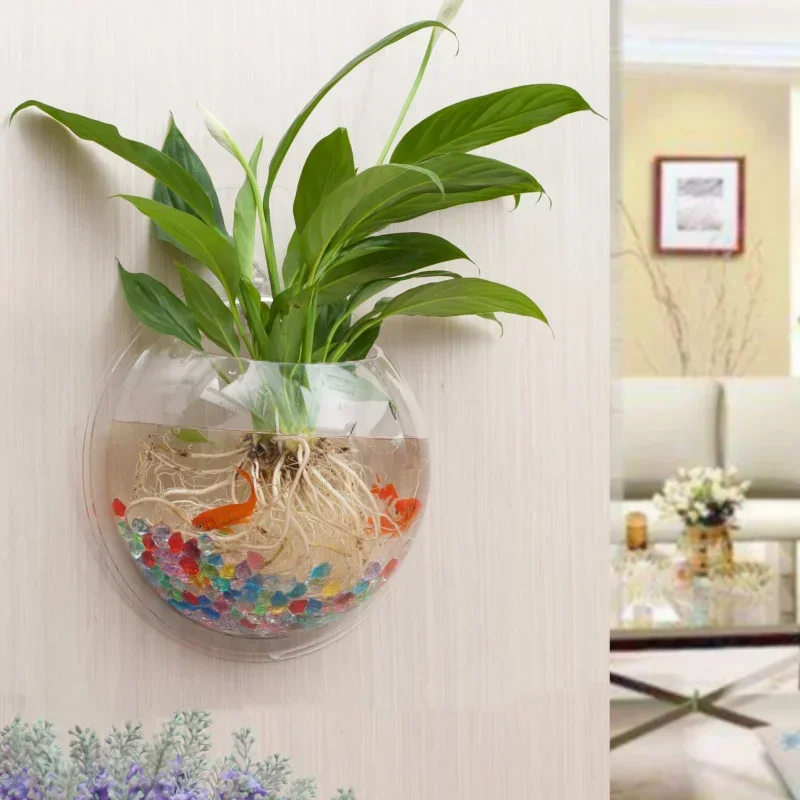 

20 Pcs Circular Hydroponic Wall-Mounted Vases 15cm Ins Style Room & Restaurant Decor Creative King Wall Art Plant Holder