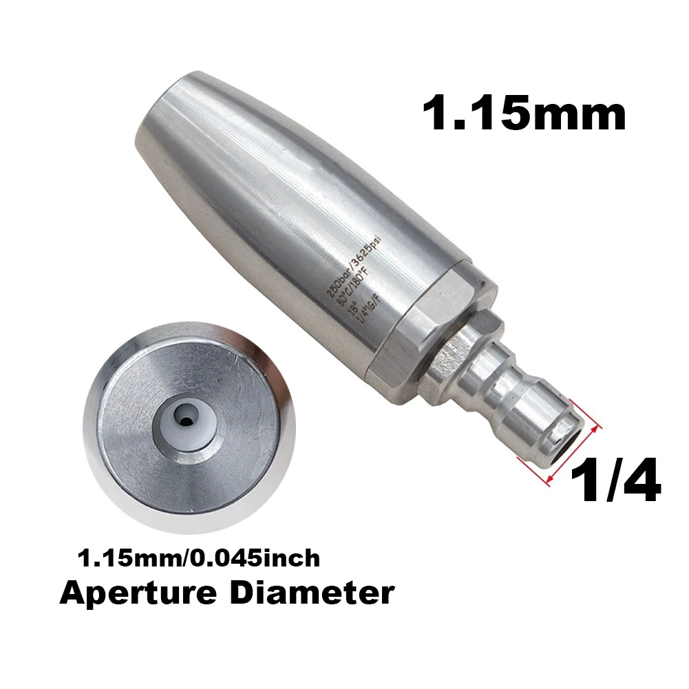 G1/4 360 ° Rotating Nozzle High Pressure Car Wash Nozzle Water Gun Stainless Steel Nozzle Hole 1.24/1.15/1.08/0.98mm