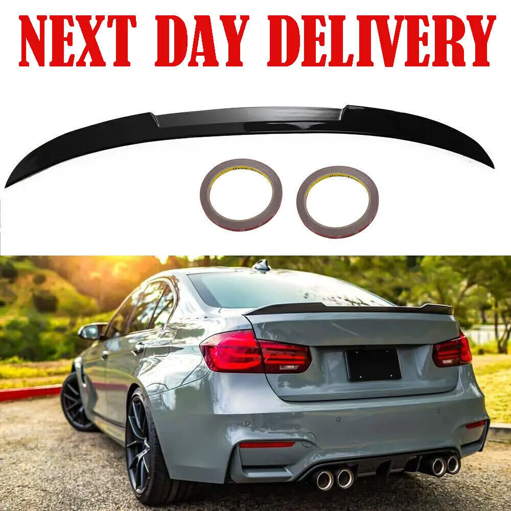 FOR BMW 3 SERIES F30 F80 REAR BOOT SPOILER M3 STYLE LIP GLOSS BLACK 100% FIT