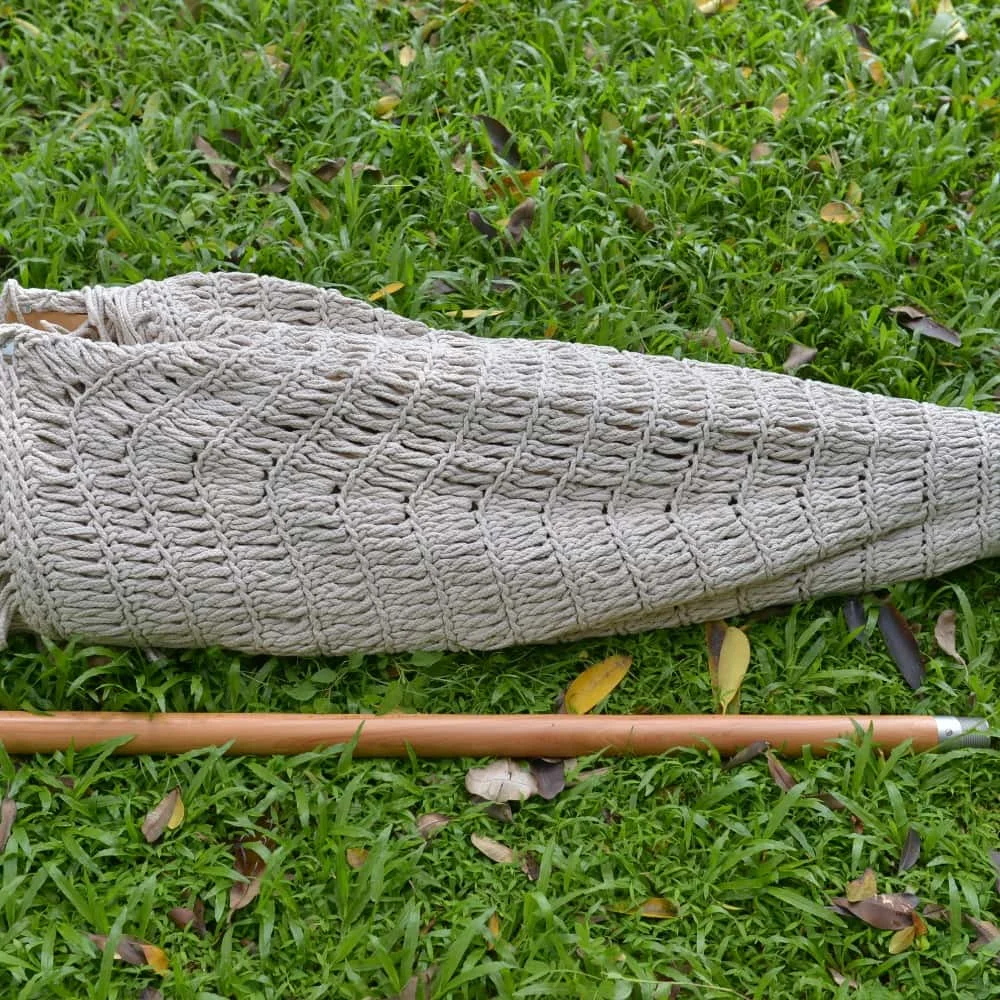 2.5m Bohemian Macrame Cotton Rope Parasol, Handmade Tassels Wooden Pole Umbrella for Patio, Garden & Beach Aesthetics