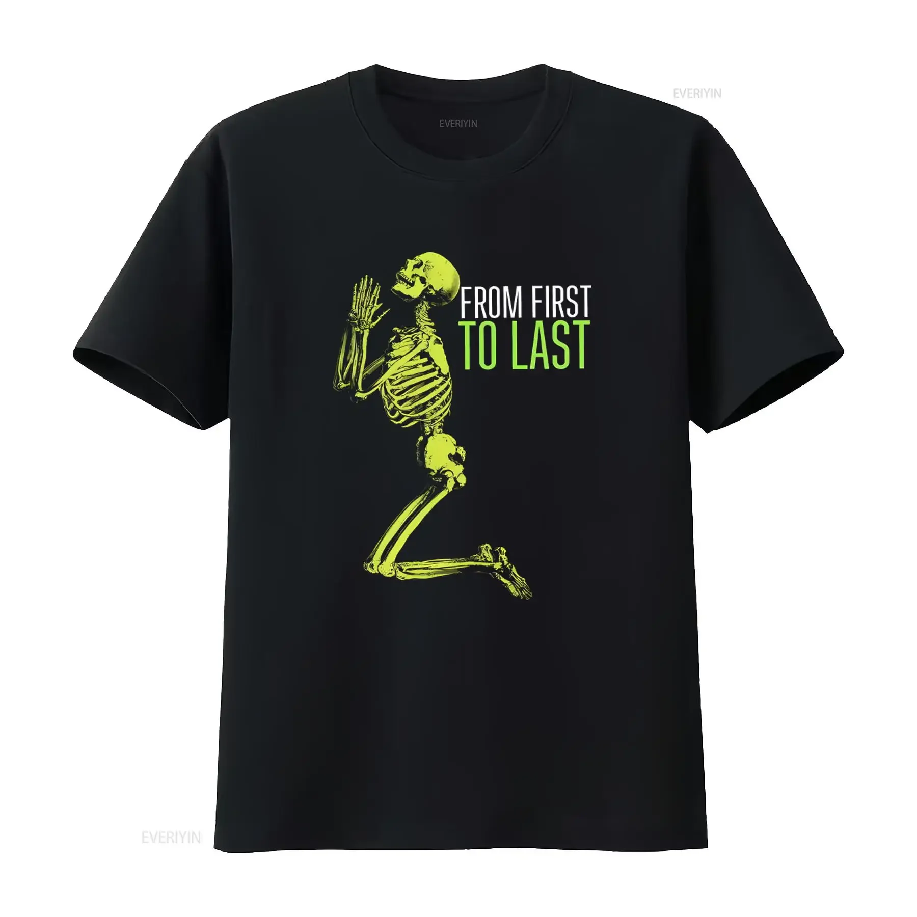 FROM FIRST TO LAST Praying Skeleton Emo Post Hardcore Band T Shirt for Men and Women vintage Washed Versatile Casual Breathable