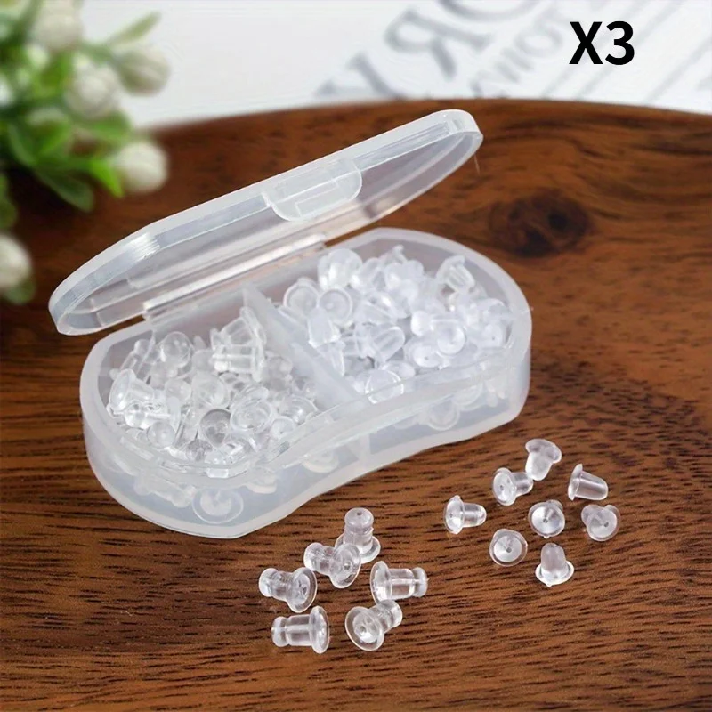 

3 Boxs/ 2 Styles of Transparent Soft Silicone Earrings Back Plug DIY Earring Accessories
