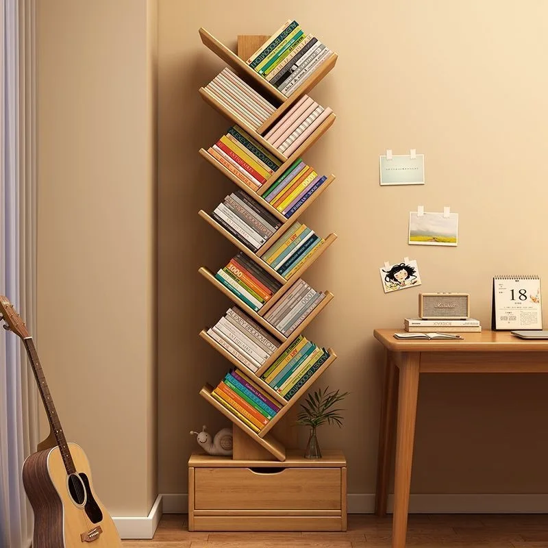 Floor-to-ceiling bookshelf integrated with movable book storage shelf against the wall Bookcase study living room multi-layer