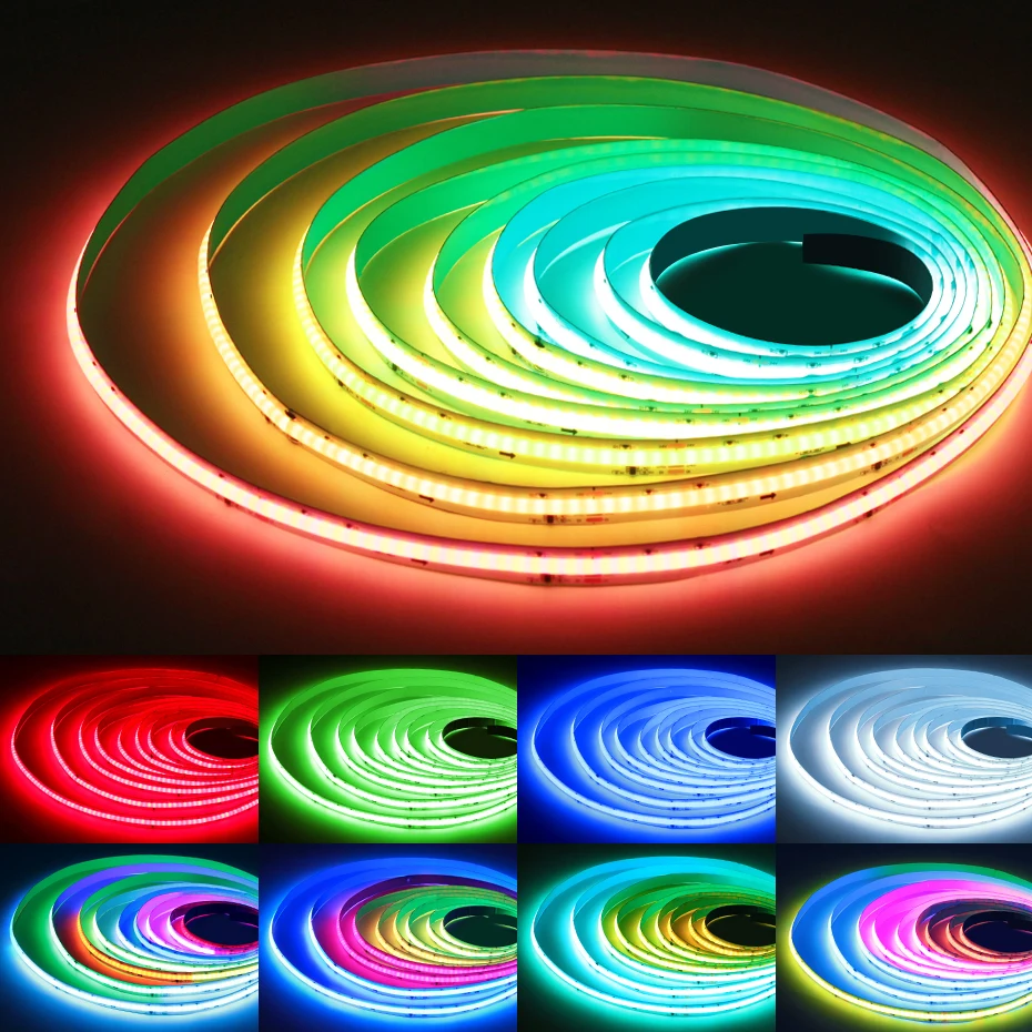 Smart Dreamcolor COB LED Strip Light 720 LED/m RGBIC Nastro DC24V Nastro flessibile Telecomando/Bluetooth/Tuya Wifi Controllo per la decorazione della TV