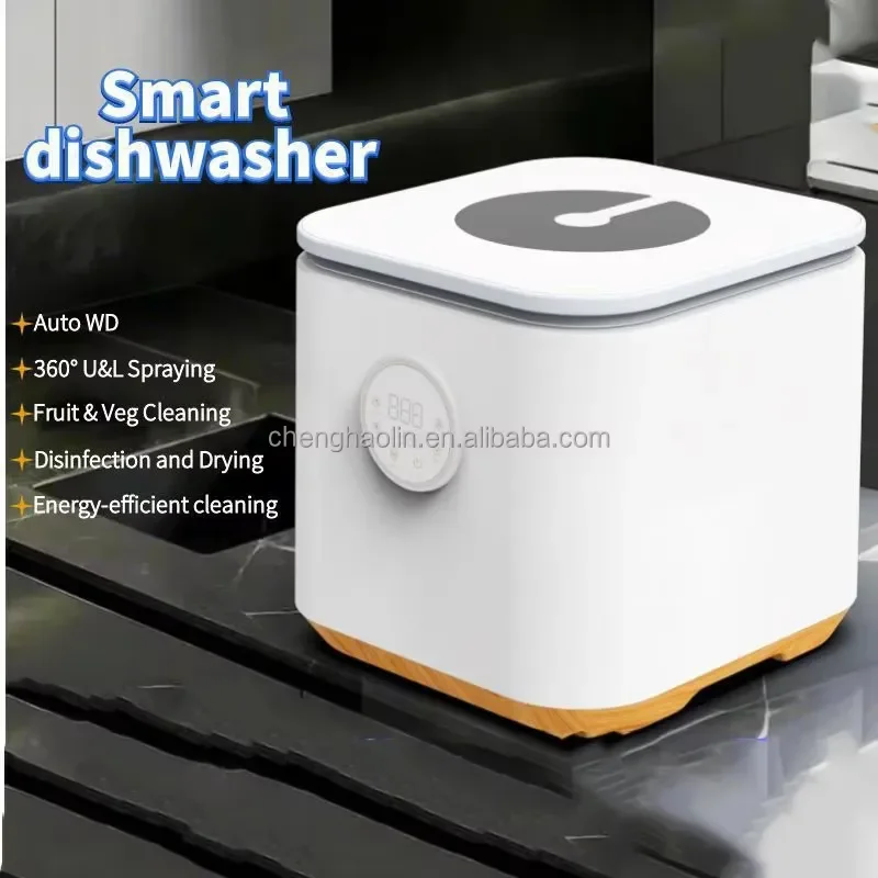 Automatic Fruit Vegetable Washer Desktop Smart Kitchen Cleaner No Disinfection Drying Function Up Down Cleaning Machine for
