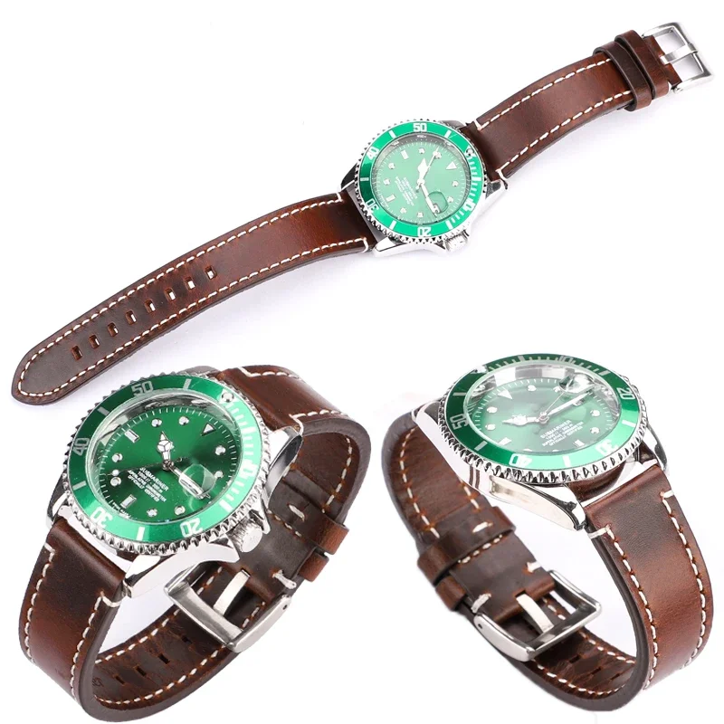 Genuine High-End Retro Calf Leather Watchbands 18mm 20mm 22mm 24mm Quick Release Strap for Samsung Huawei Watches