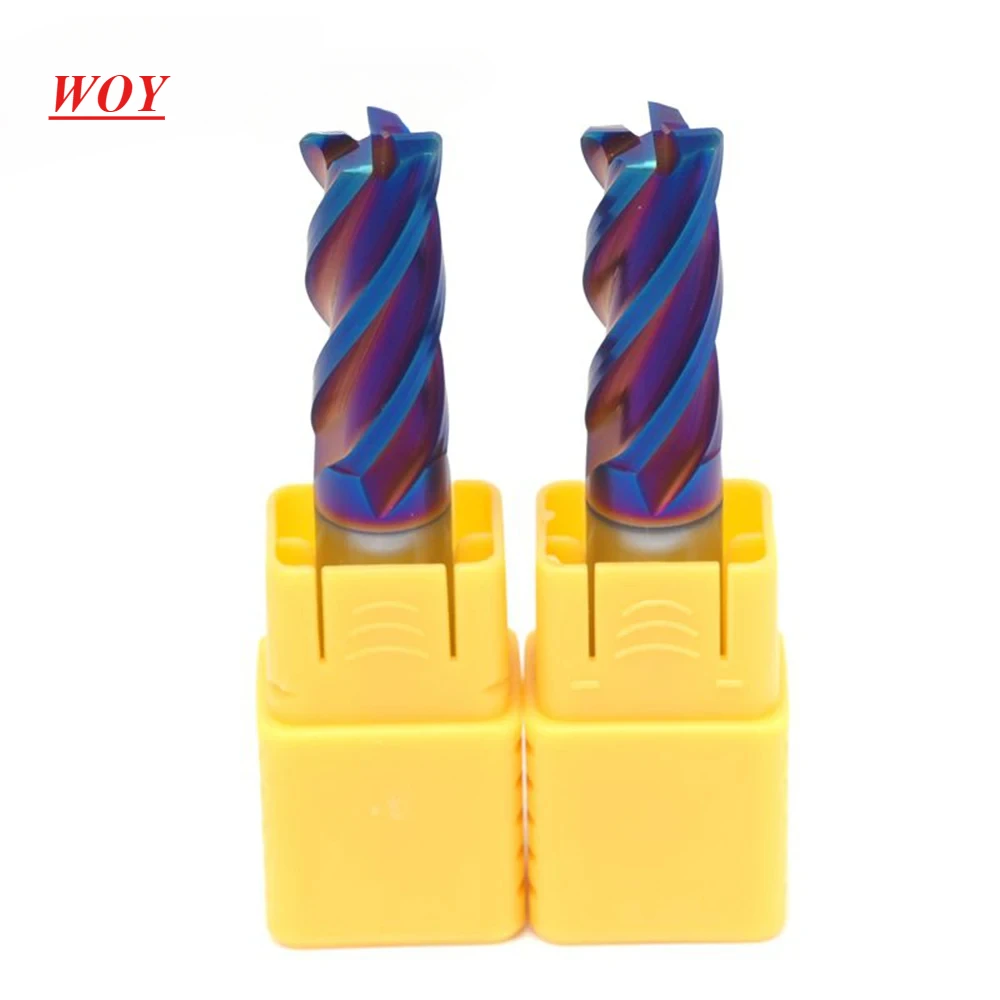 WOY R0.2 R0.5 R1 HRC65 Tungsten Carbide Tungsten CNC Milling Nose Radius Cutters Milling Tools Carbide corner radius End mill