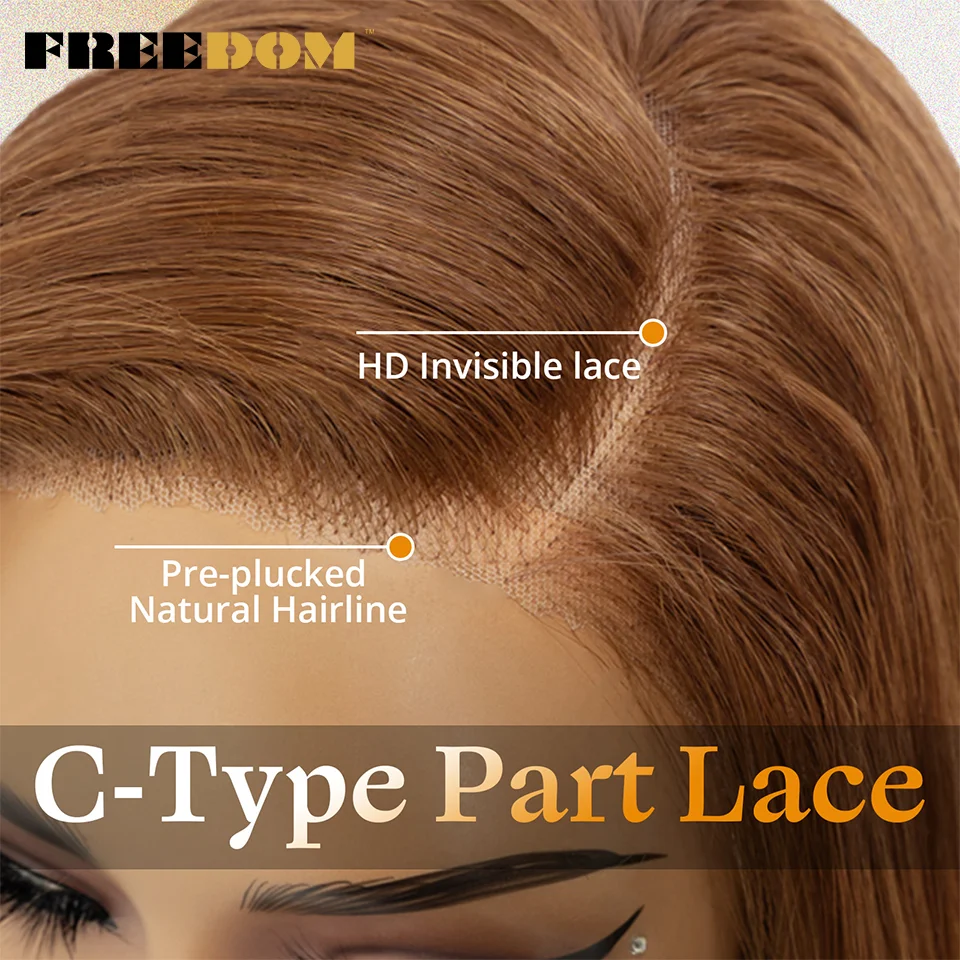 Synthetische Lace-Front-Perücken für Frauen, 18 Zoll, Seitenscheitel, vorgezupfte, gerade, geschichtete Lace-Perücke, Ombre Braun Blond, Perücke für den täglichen Gebrauch – Detail 8