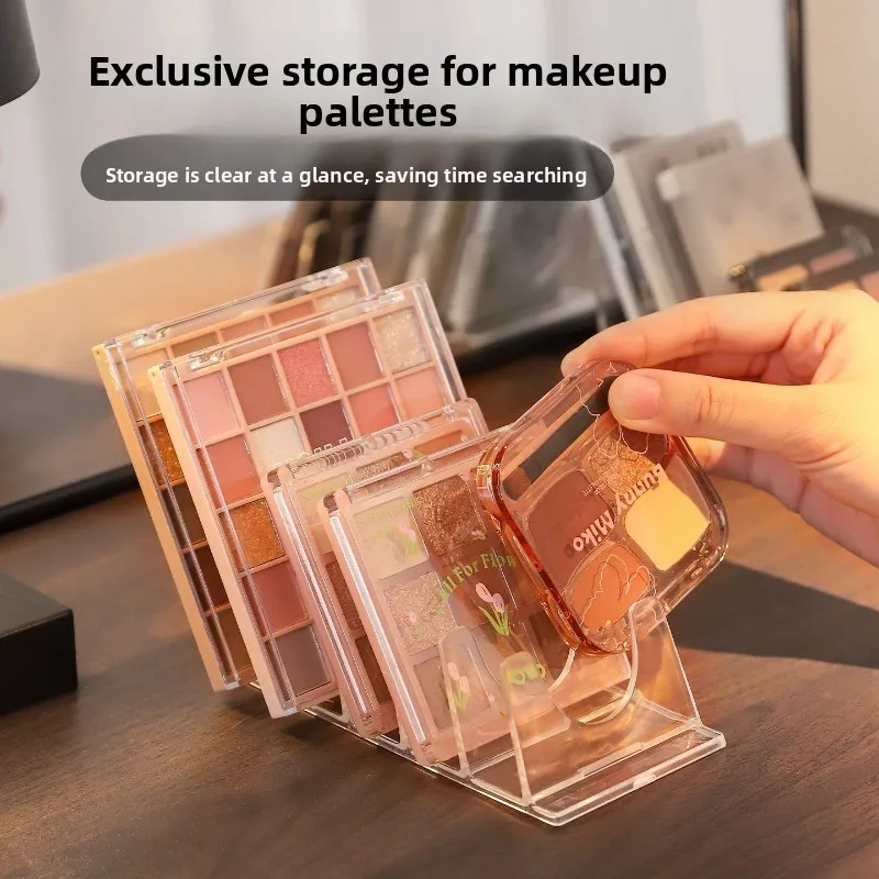 Eye Shadow Tray Storage Box Transparent Partition Cosmetics Storage Rack Dressing Table Desktop Cosmetics Display Rack