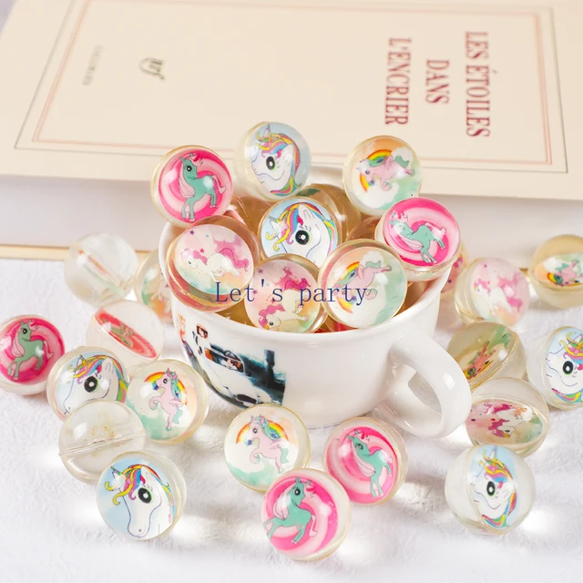 10Pcs Śliczny tęczowy jednorożec Gumowa piłka do żonglowania Zabawki sportowe na świeżym powietrzu dla dzieci Urodziny Party Favors Baby Shower Goodie Bag