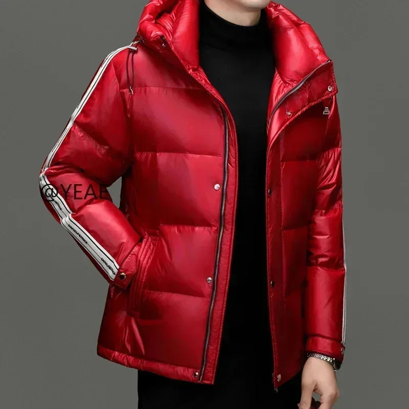 Bright Short Down Jacket Long Sleeve Male Winter Brand Duck Men's Lightweight Padding Warm Man Coat