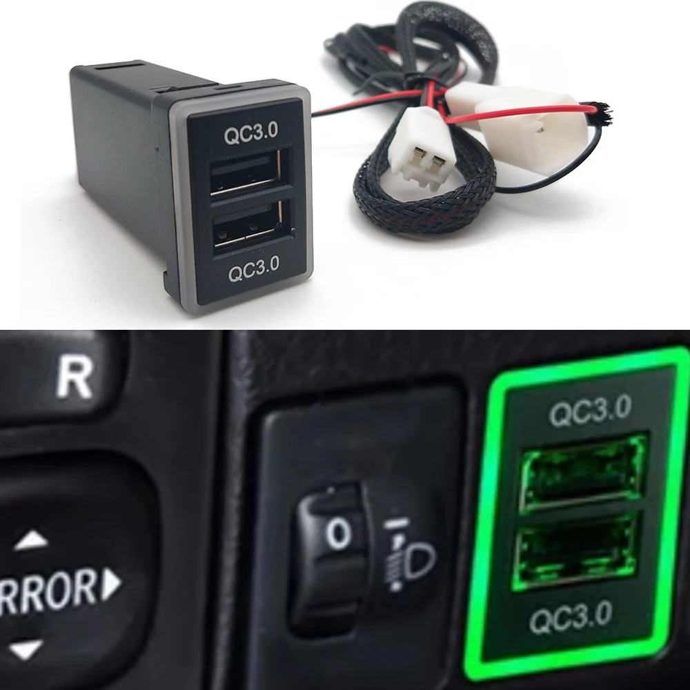 12V QC3.0 Car USB Port Fast Charger For Toyota Camry Land Cruiser 200 RAV4 Corolla Smartphone Quick Charging Adapter