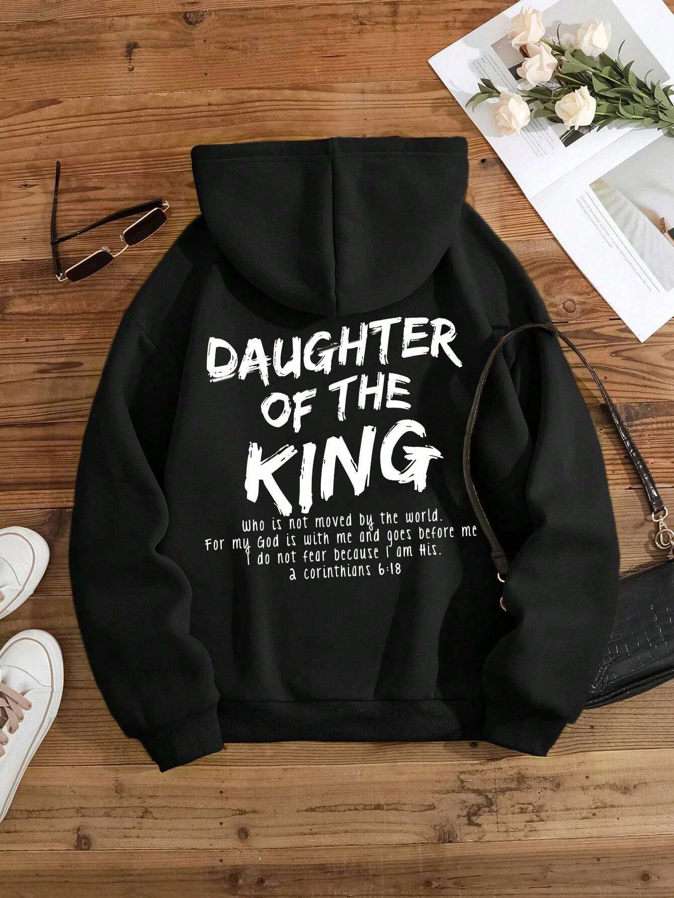 

Daughter Of The King Print Sweatshirt Women Autumn Soft Versatile Hooded Fashion Oversize Hoodies Casual Fleece Breathable Hoody