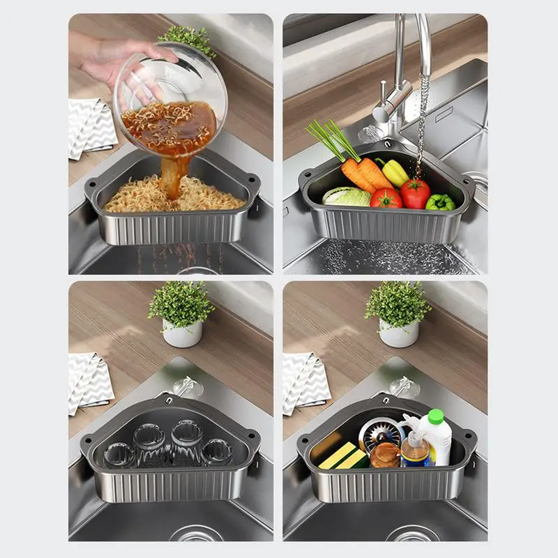 Gootsteenzeefje Voor Keuken 2 Stuks Multifunctionele Driehoekige Structuur Voedsel Catcher Gootsteen Vergiet Gootsteen Afval Mand Keuken Gereedschap