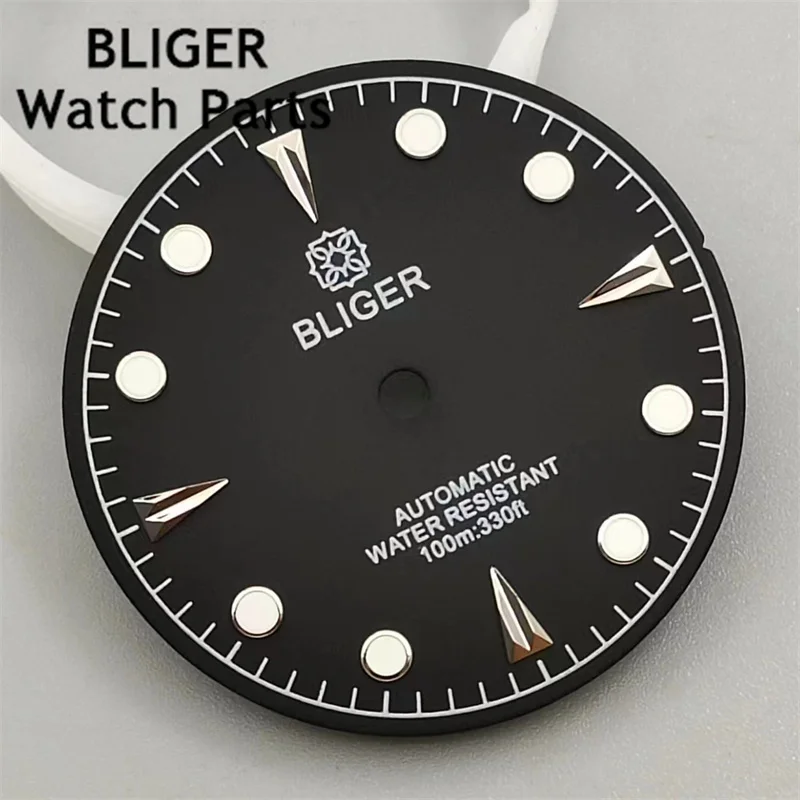 BLIGER 29mm Watch Dial Black Green Blue White Dial Green Luminous Fit NH35 NH36 ETA2824 2836 PT5000 Miyota Mingzhu DG Movement