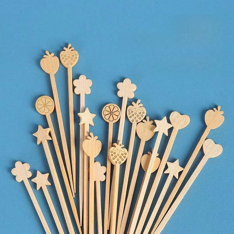 Disposable Bamboo Wooden Fruit Forks Creative Coffee Stirring Sticks Children Family Special Use Cute BEAUTISKY Brand
