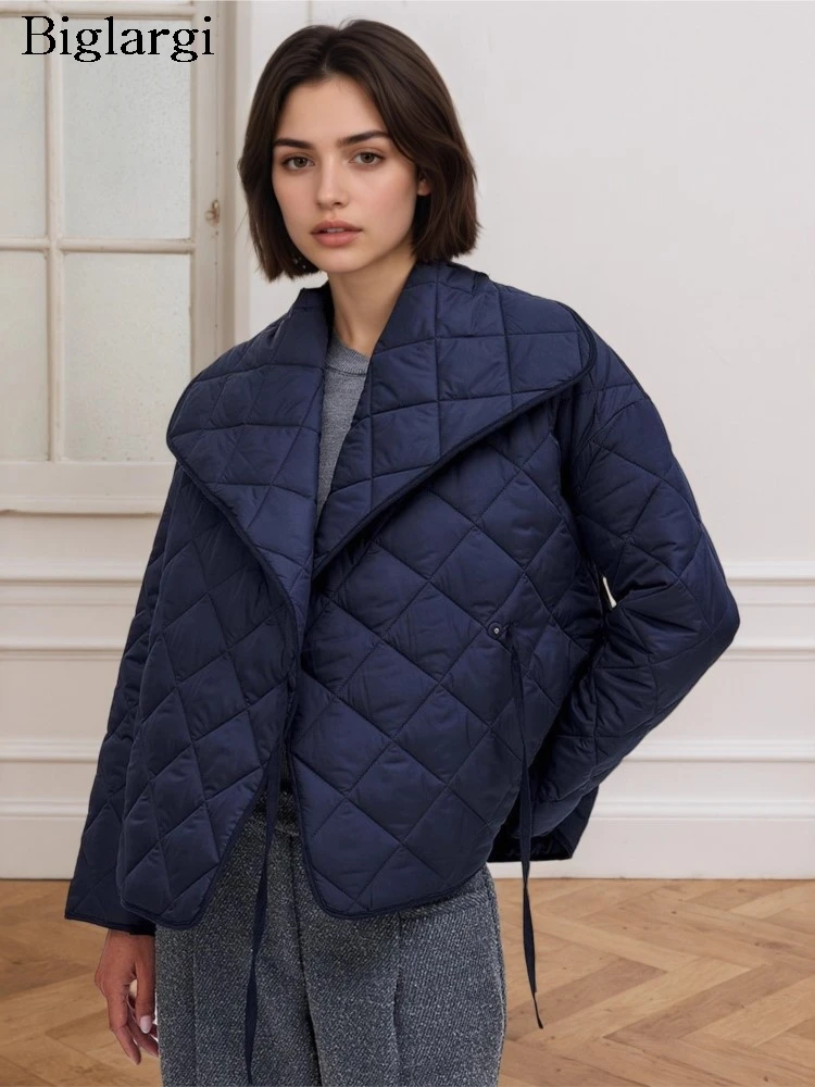 

Зимнее стеганое хлопковое клетчатое пальто, женские свободные корейские стильные женские укороченные куртки с длинными рукавами, модные повседневные женские пальто