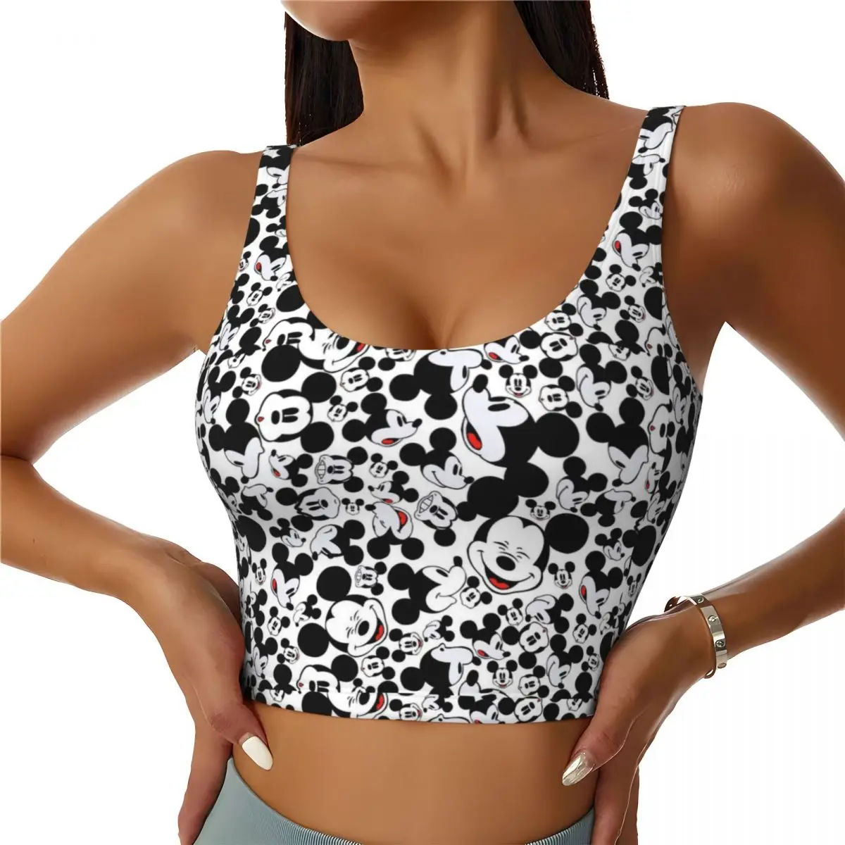 

Custom Mickey Mouse Minnie Workout Tank Tops for Women Cool-Dry Sleeveless Yoga Shirts