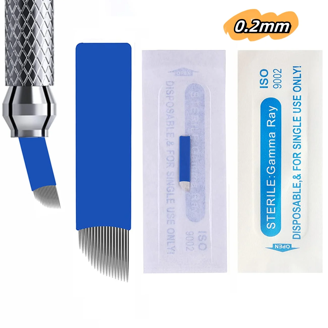 U18 50/100 قطعة إبر Microblading زرقاء للاستعمال مرة واحدة بقطر 0.20 مم، لوازم مكياج دائمة شفرة تظليل الحواجب اليدوية