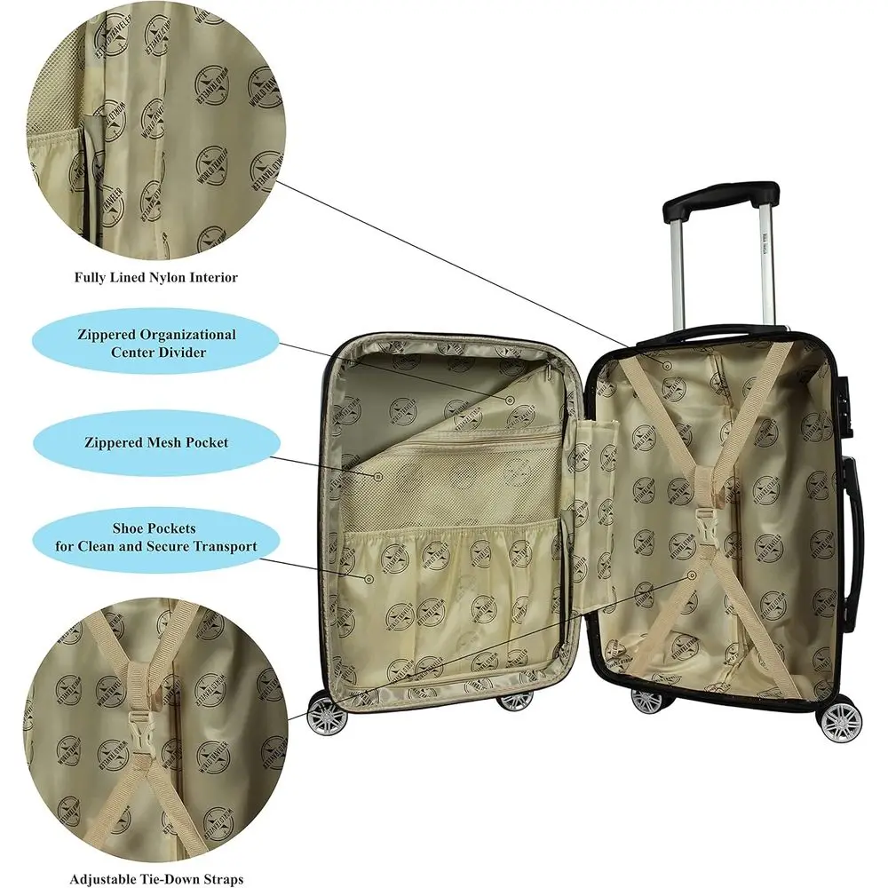 Enhanced Wheel 20 Expandable Hardside Spinner Suitcase with Polycarbonate Construction