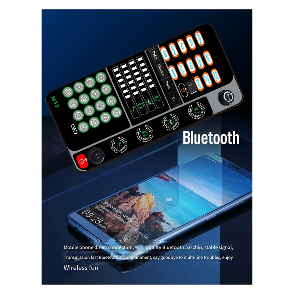 New New M13 Voice Changer,Live Voice Card Voice Changer, Handheld Microphone Voice Changer with BT 3.5mm Port DJ Controller