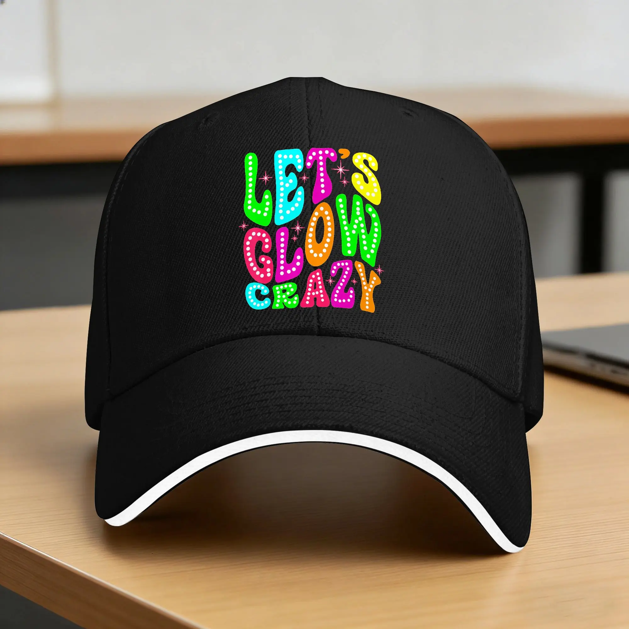 Lets Crazy Retro Colorful Glowing Baseball Cap  y2k Cute Hip Hop Hats Summer Women Men Kpop Rock Snapback Cap