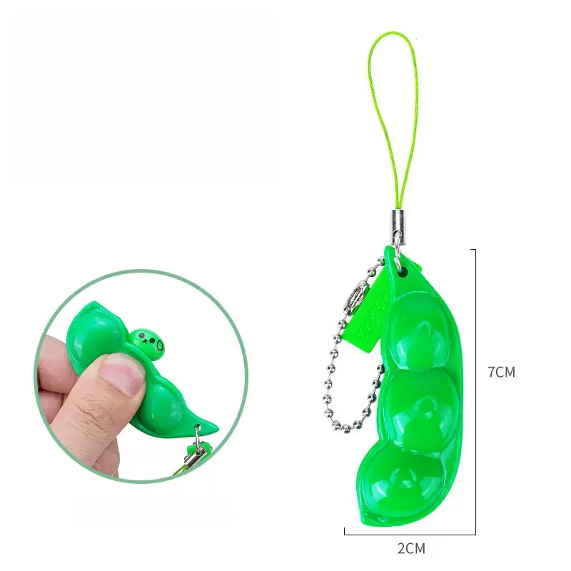 Fidget Toys Edamame Squishy Keychain Stress Relief Squeeze Peas Beans Cute Adult Toy Decompression Pack