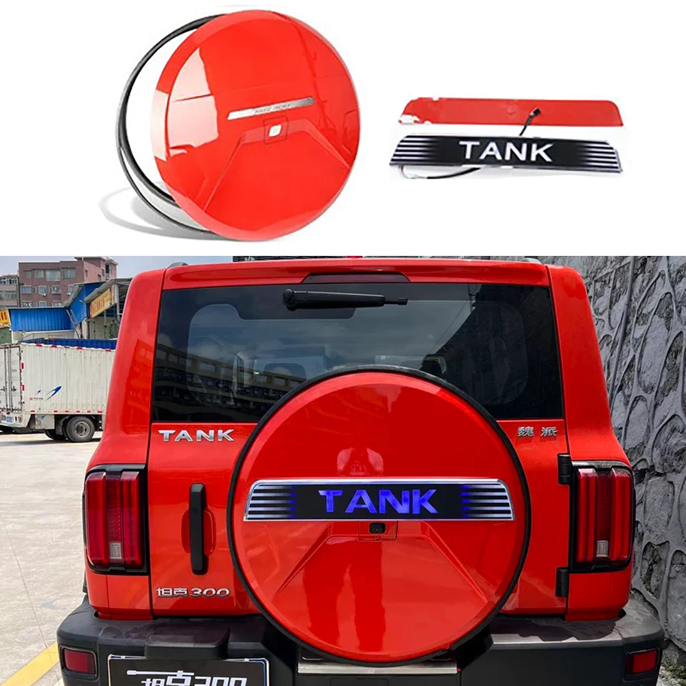 Car Stainless Steel Spare Tire Cover For 2021-2024 Tank 300 Full Package Exterior Decoration Modification Tailgate Tire Cover