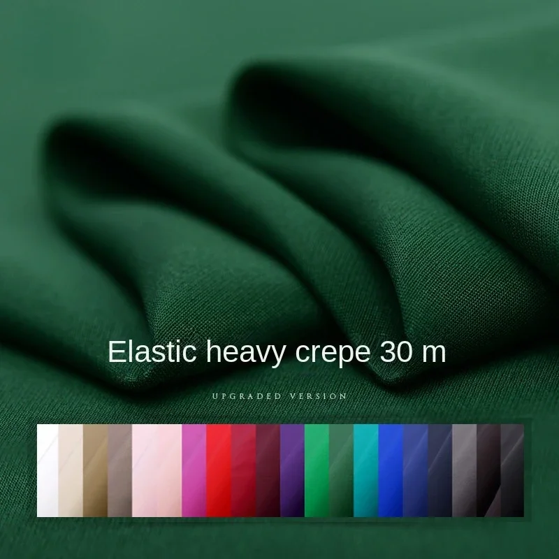 Stretch Heavyweight Crepe De Chine Silk Fabric Brand Fashion Design Solid Color Clothing Material Wholesale for Sewing Per Meter