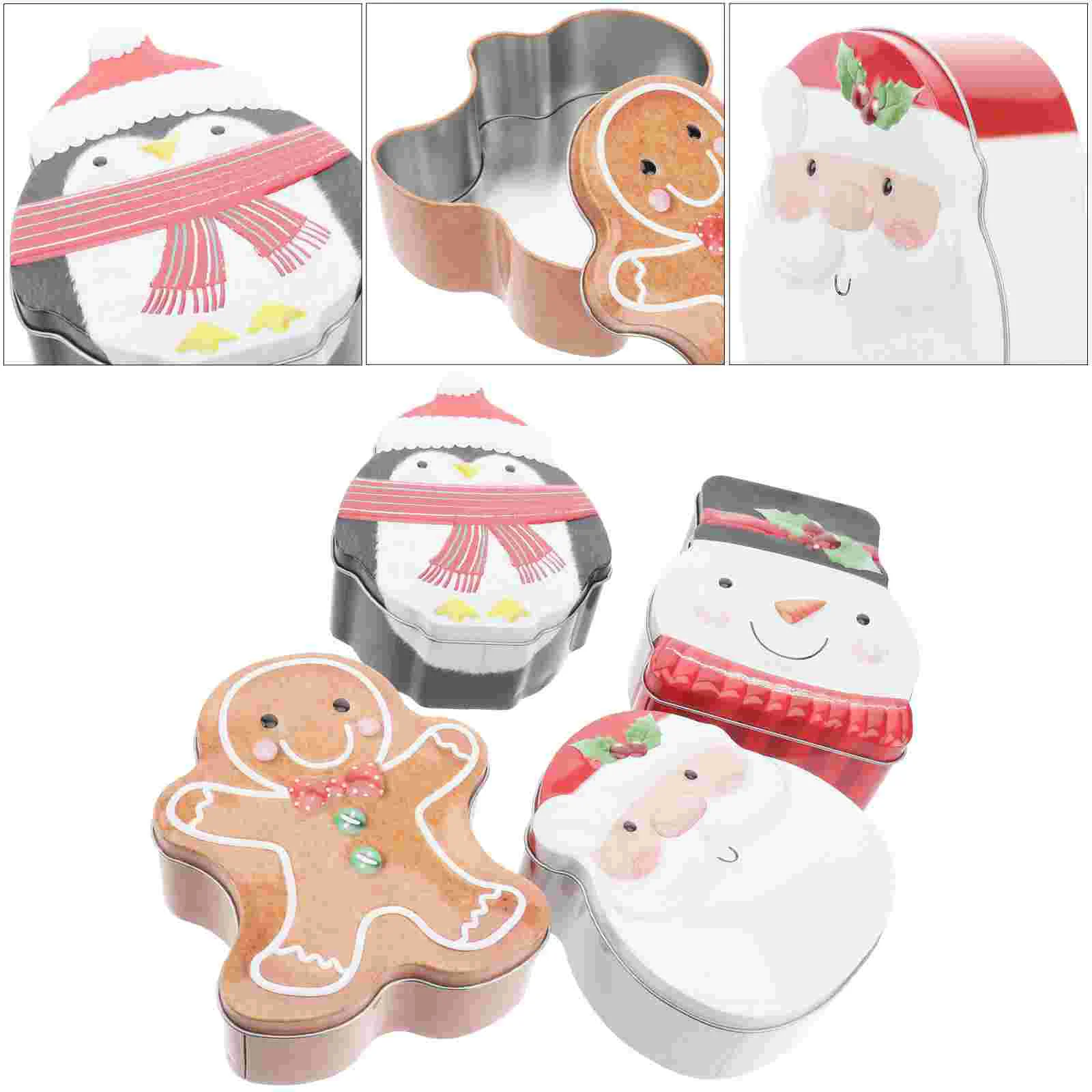 

4 Pcs Tinplate Gift Box Christmas Supply Cookie Tins Container Boxes Storage Case Organizer