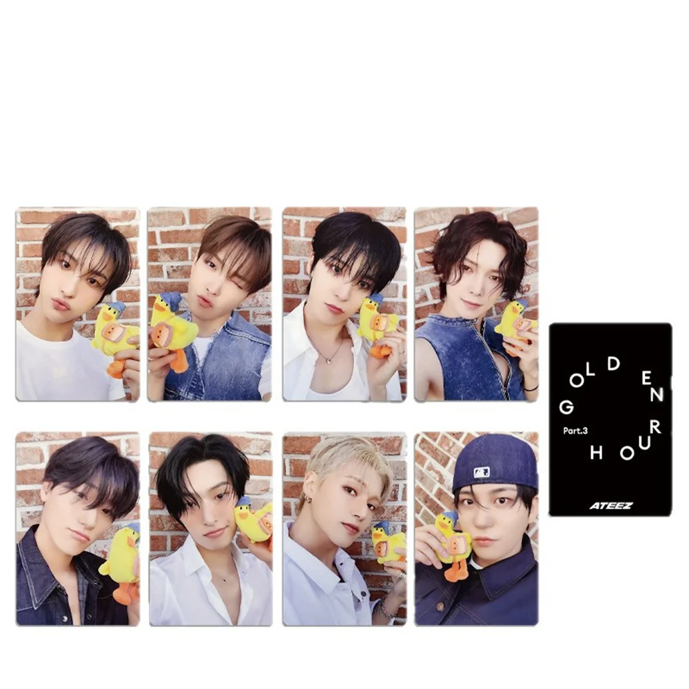 

8 шт./компл. ATEEZ GOLDEN HOUR: Part.3 Альбом Фотокарта Двусторонняя печать LOMO Card SAN MONG Yunho Jongho KPOP Подарок фанатам