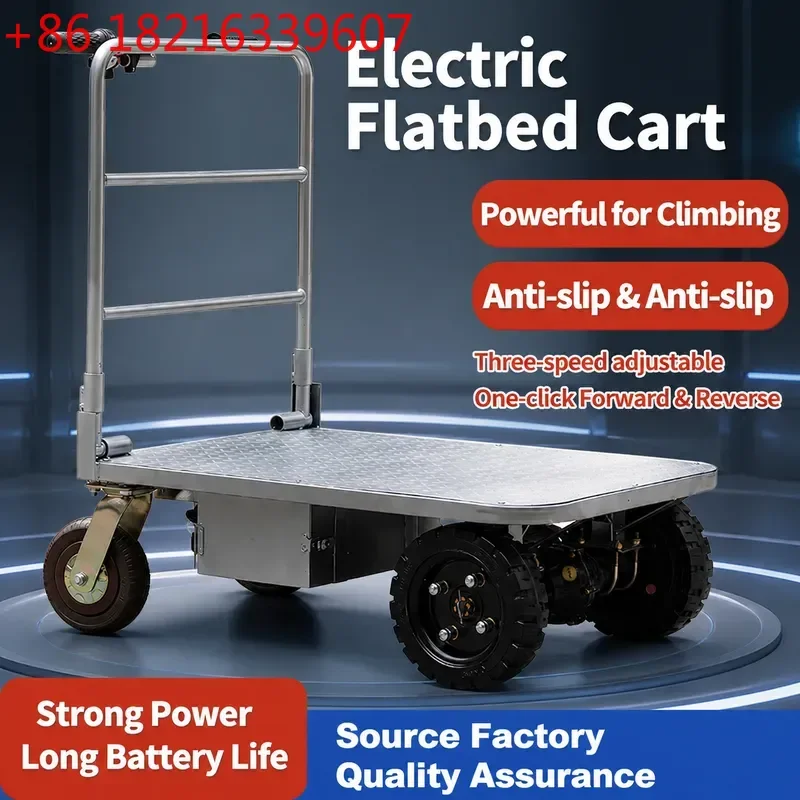 Electric Flatbed Trolley for Cement Sand Tiles Foldable Hand Truck Cart for Elevator Use Heavy Duty Goods Transport Platform
