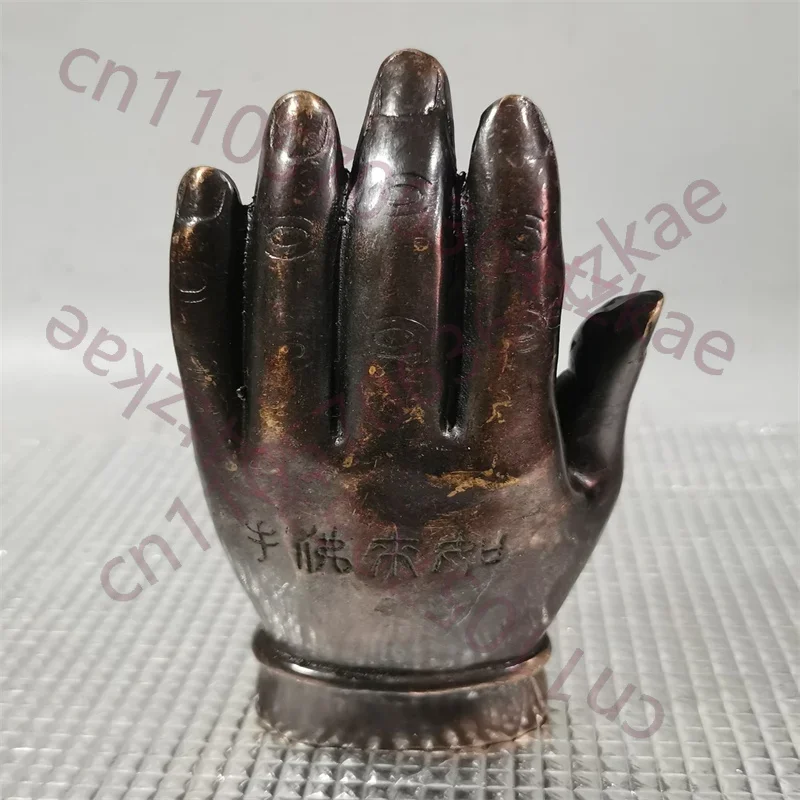 Folk Collection Copper Gilded Sun Wukong Statue in Buddha's Hand Traditional Chinese Artwork Handmade Decorative Figurine