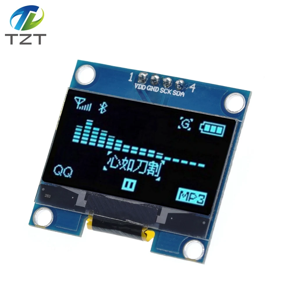 DIYTZT 4PIN 1.3 "módulo OLED branco/azul cor 128X64 1.3 polegadas OLED LCD Módulo de exibição LED 1.3" IIC I2C Comunicar