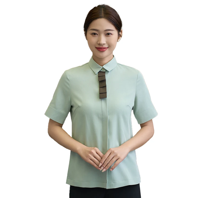 Bakery Short Sleeve Working Coat Waiter/waitress Kitchen Workwear Restaurant Staff Uniform Canteen Soft Clothes Work Tops